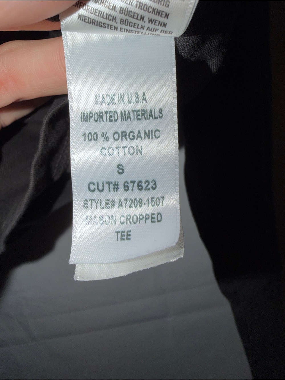 AGOLDE Mason Cropped Long Sleeve Tee Black Organic Cotton S - Picture 5 of 6